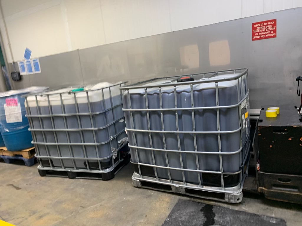Lockable outdoor used cooking oil storage tank for a restaurant in Temecula, California