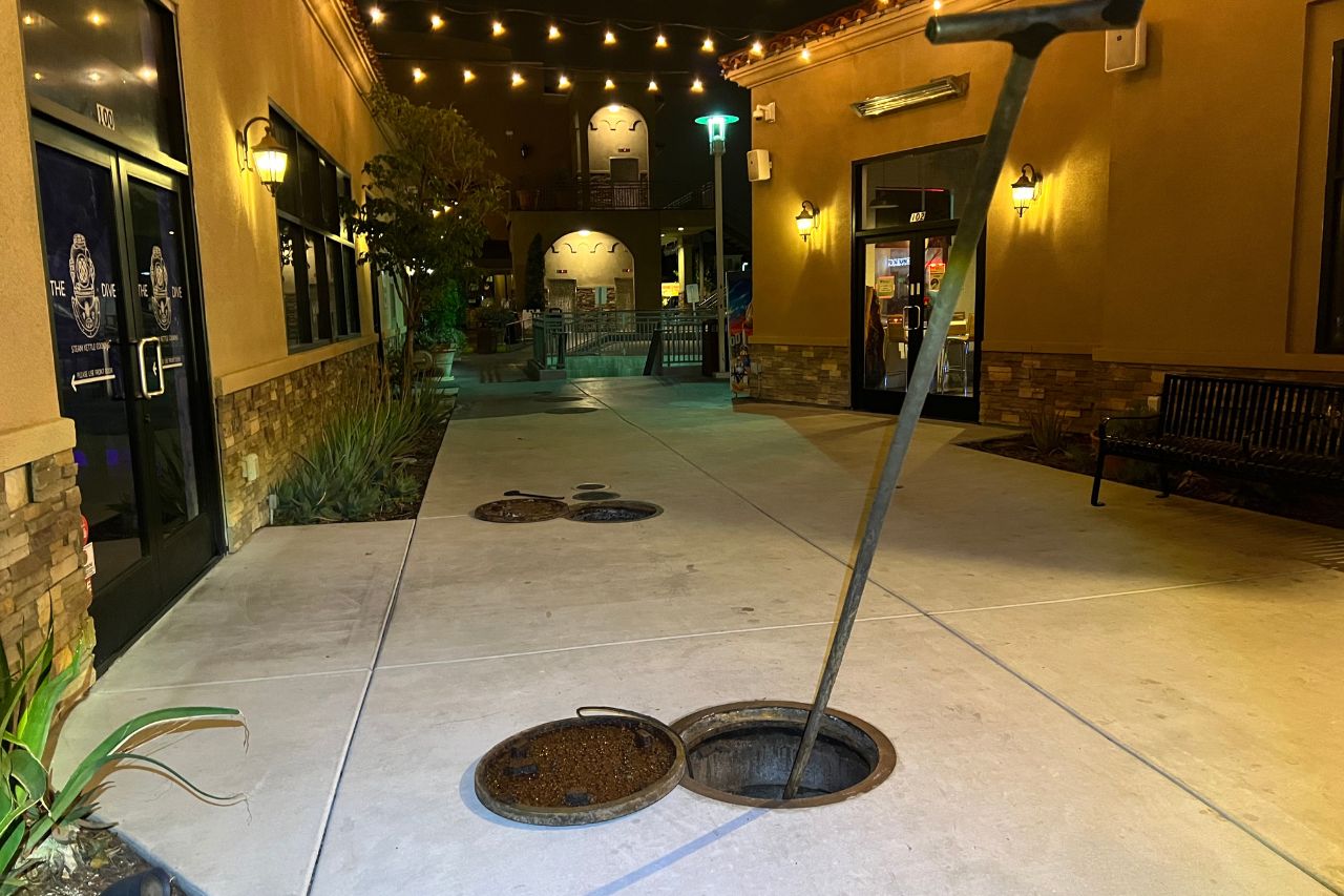 Commercial grease interceptor opened for service serving Menifee, California
