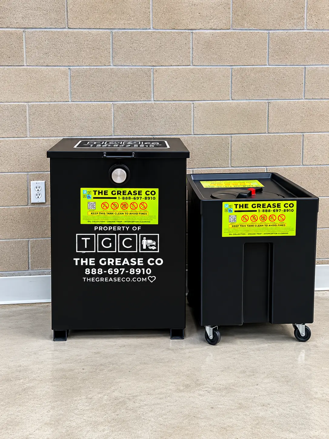 Indoor used cooking oil storage containers for restaurants in Riverside, California